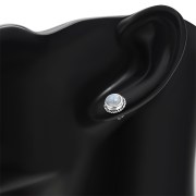 6pairs, Rainbow Moonstone Round Stud Silver Earrings - e369